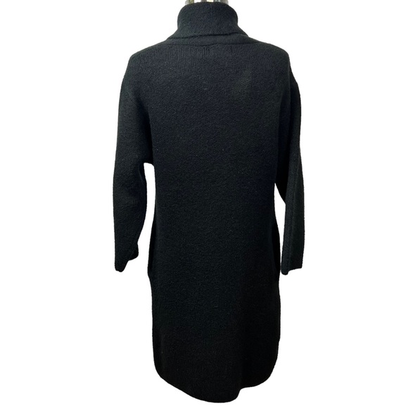 Look by M Black Long Wool-Blend Open Front Cardigan Sweater One Size - Picture 8 of 10